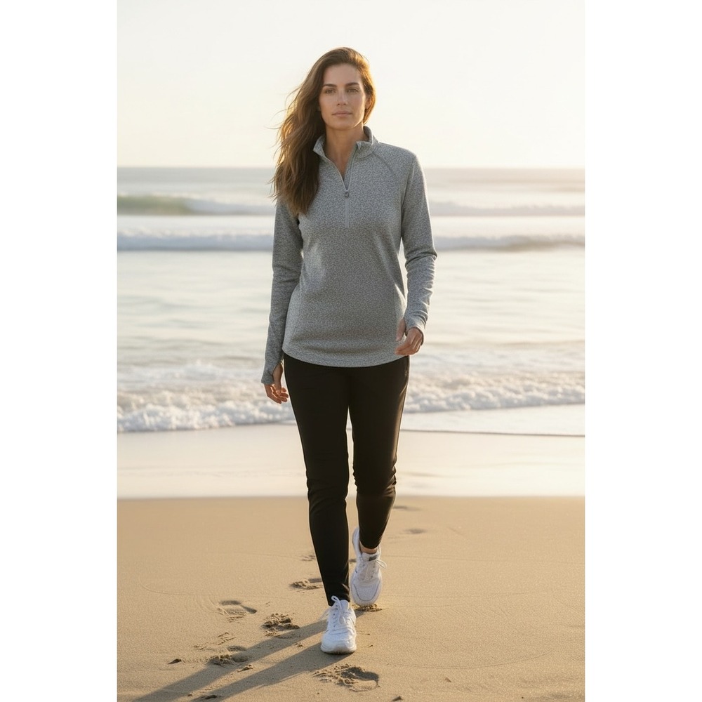 PINK Active Gray Quarter Zip Pullover Athletic To… - image 14